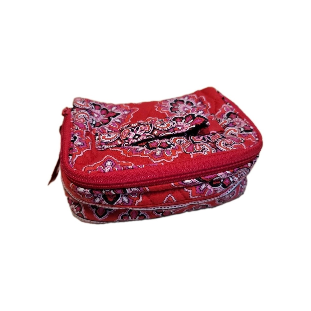 Vera Bradley Small Cosmetic Jewelry Bag Pouch in "Retired" FRANKLY SCARLET EUC